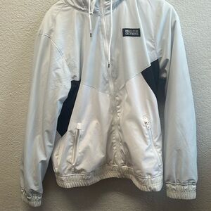 Hollister men's small epic flex windbreakerPale blue,black, white,pockets,lined